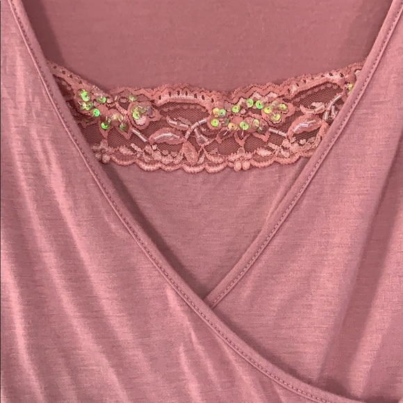 Check It Out Pink Lace Blouse With Cami Large - Picture 3 of 6
